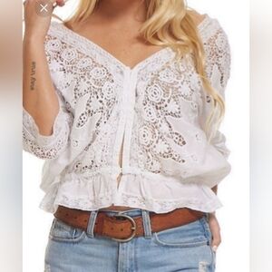 NWOT BLUE BOHEME White Lace Blouse